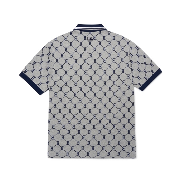 ÁO POLO MLB MONOGRAM BOSTON RED SOX🔥CHÍNH HÃNG🔥T-shirt Polo Logo B Màu Xám  - SIMPLE SNEAKER