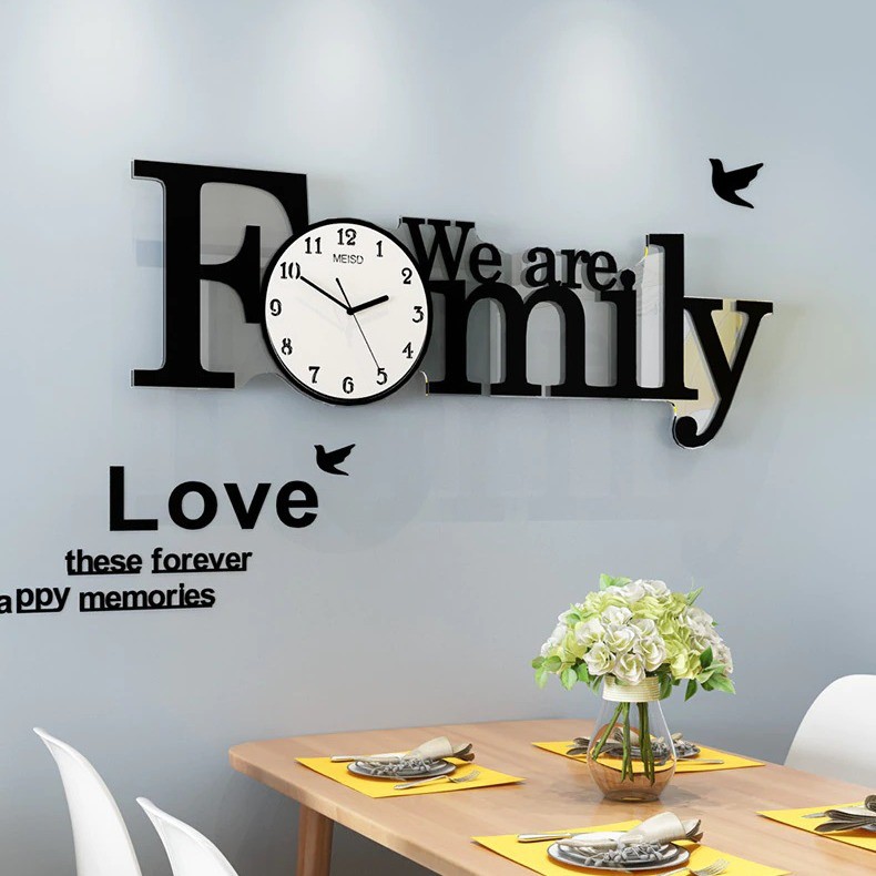 Đồng hồ treo tường hiện đại CL013 - We are family - Kích Thước: 30x86, 33.5x100, 42.5x100cm
