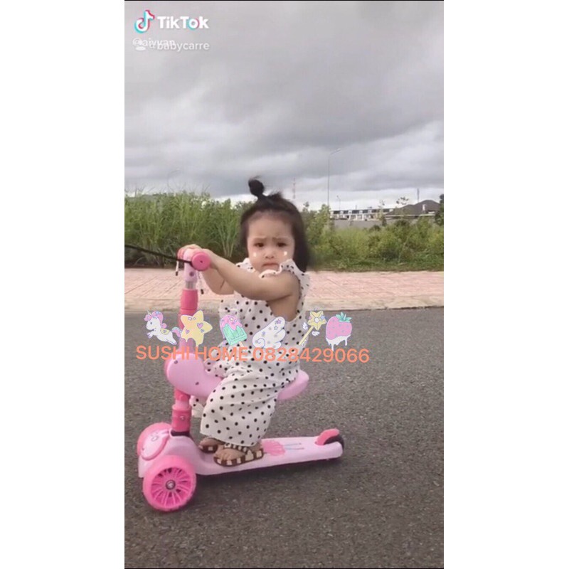 SIÊU XE SCOTER ĐẠP NHÚN LÀ ĐI-xe trượt có đèn nhạc có ghế ngồi