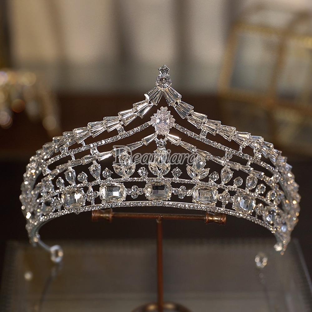 Vương Miện Hợp Kim Kẽm Mạ Bạc Sang Trọng Cho Cô Dâu