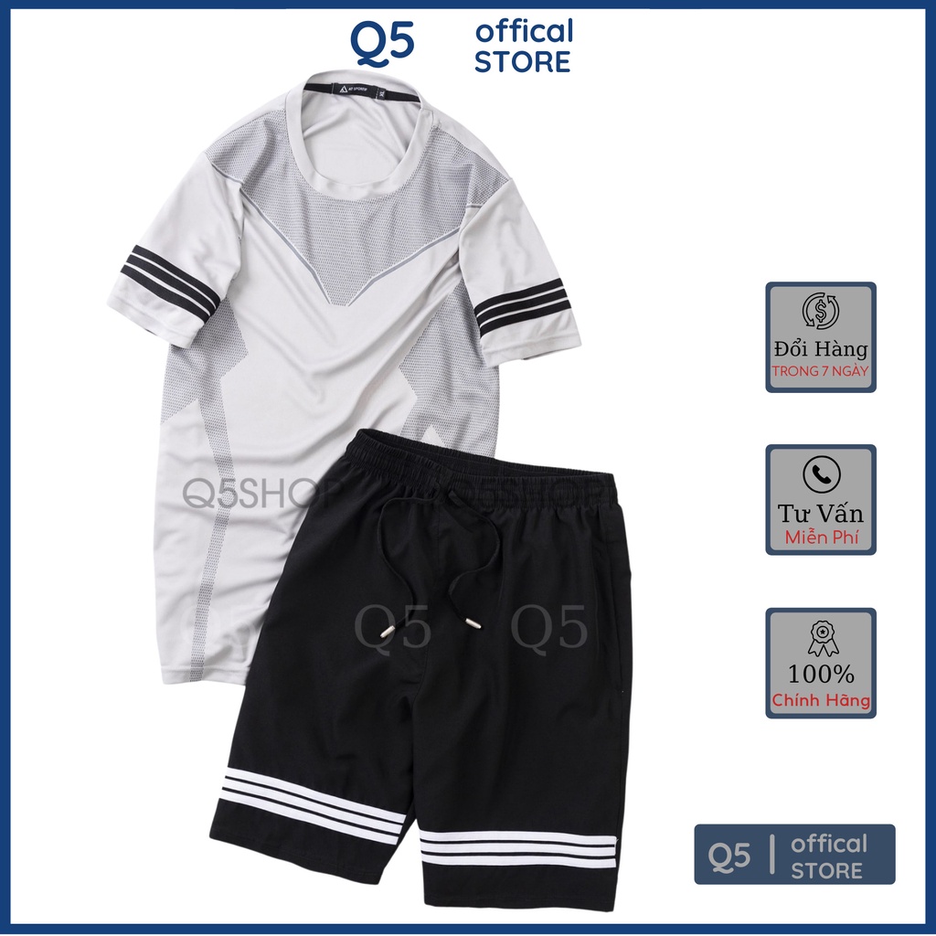 Bộ thể thao nam cao cấp Q5 chất liệu thun lạnh quần dù thoáng mát thấm hút mồ hôi