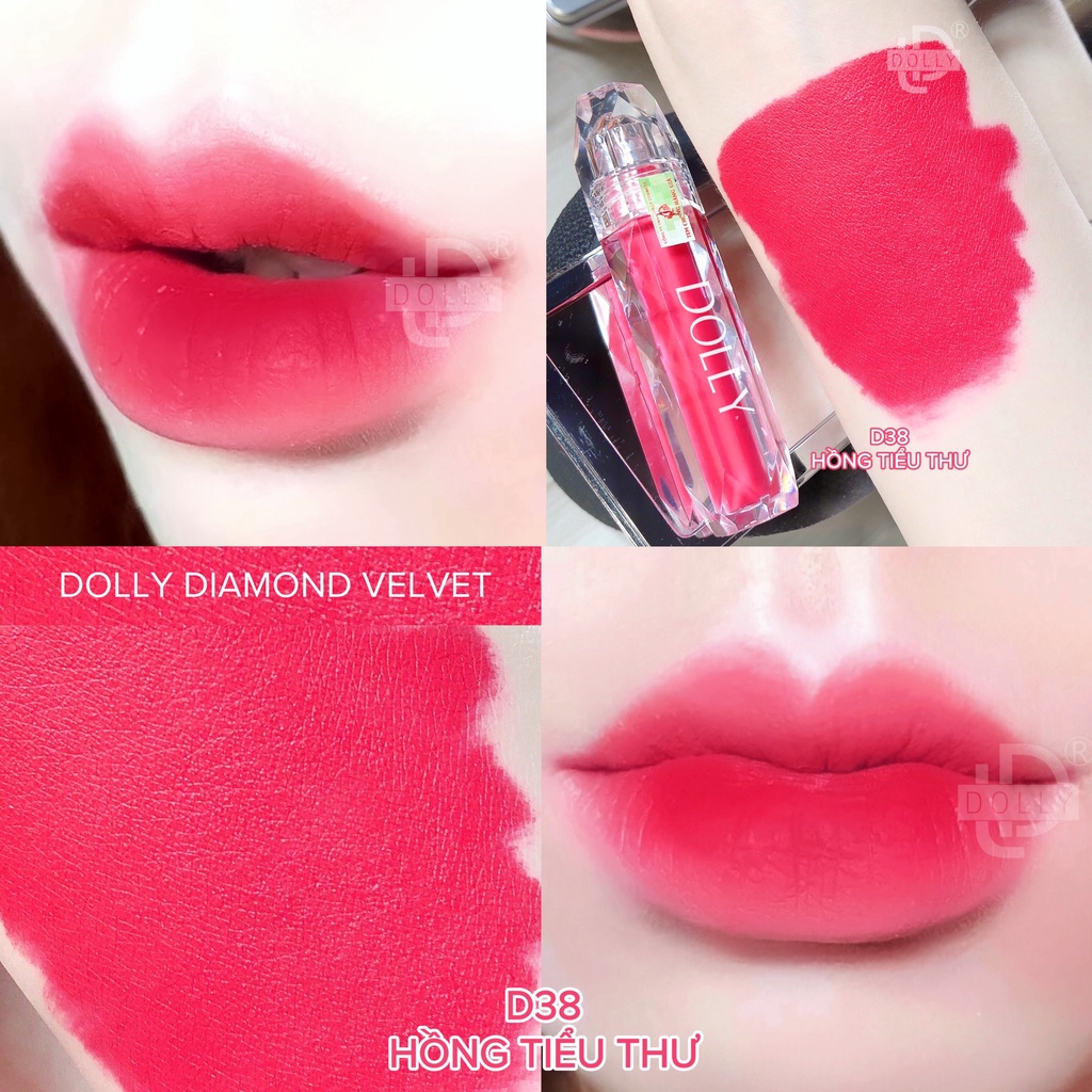 New New! [D38 Hồng Tiểu Thư] Son Kem Siêu Lì Không Chì Mềm Môi - Son Dolly Diamond Velvet Cao Cấp