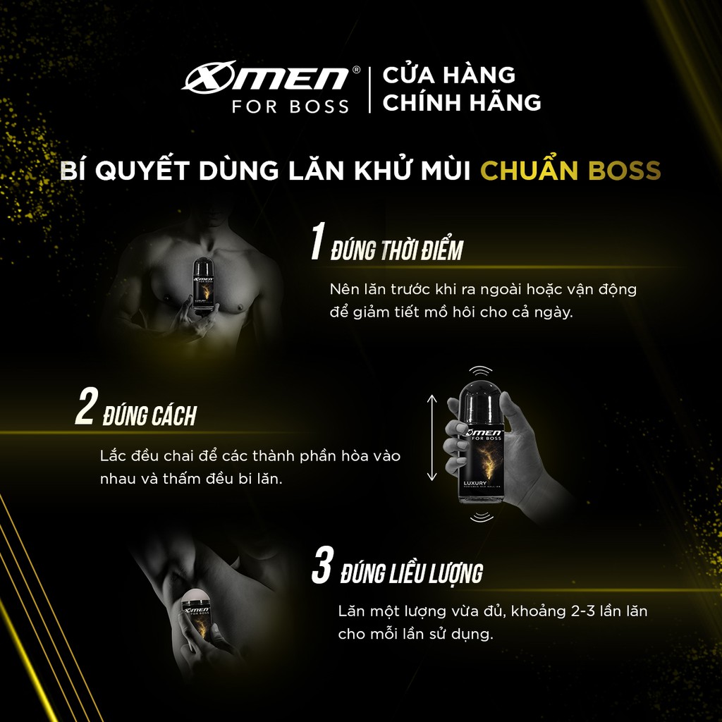 [Mã COSMEN giảm 8% đơn 250K] Bộ 2 Lăn khử mùi Xmen for boss 50ml Hương Sang Trọng Luxury