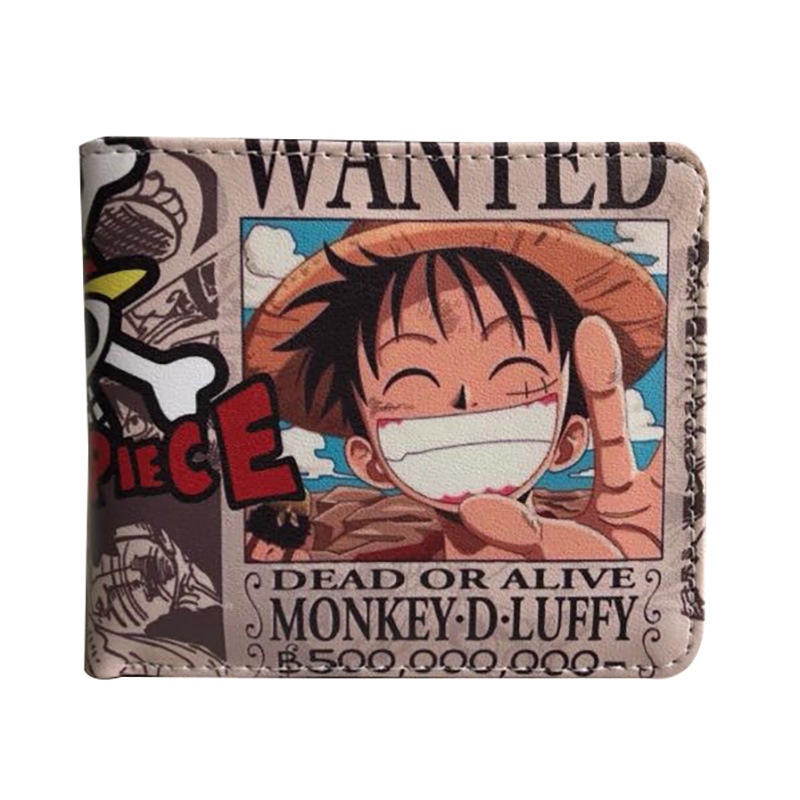 Ví làm từ da PU in hoạt hình one piece cá tính cho nam