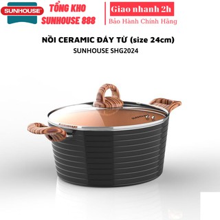 Bộ nồi Ceramic đáy từ Sunhouse SHG2024MCA dùng được cho mọi loại bếp