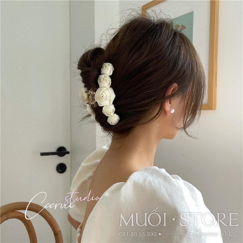 Kẹp Tóc Hình Hoa Hồng Lụa Satin 3d  Hot trend❤️FREESHIP❤️Kẹp Tóc Hàn Quốc Muối store loại 1-hàng có sẵn( video+ảnh thật