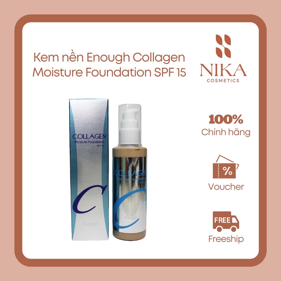 Kem nền Enough Collagen Moisture Foundation SPF15 căng bóng trong veo chuẩn Hàn 100ml