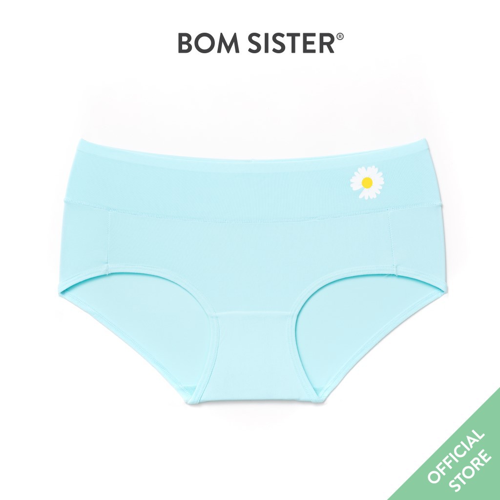 [Mã FAMALLT5 giảm 15% đơn 150k] Quần lót thun màu trơn lưng gấp hoạ tiết hoa cúc BOM SISTER Q949