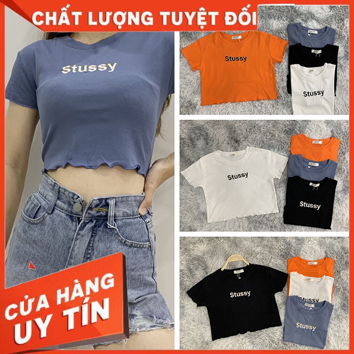 [HÀNG QUẢNG CHÂU] Áo Croptop - Áo Thun Croptop Stussy