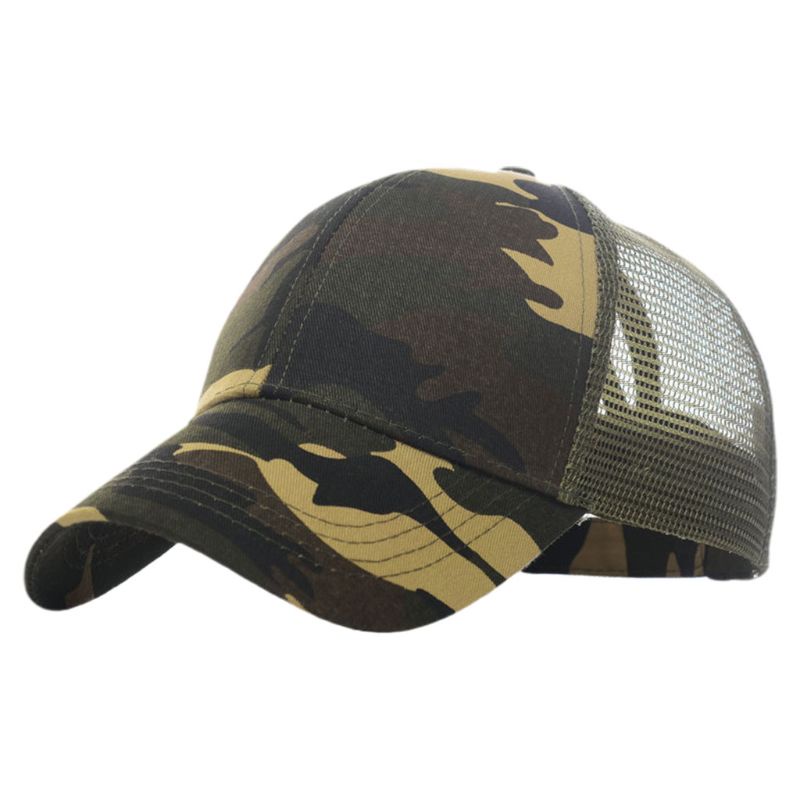 Mũ Lưỡi Trai Vải Cotton Màu Trơn Phối Lưới Thoáng Khí Lưng