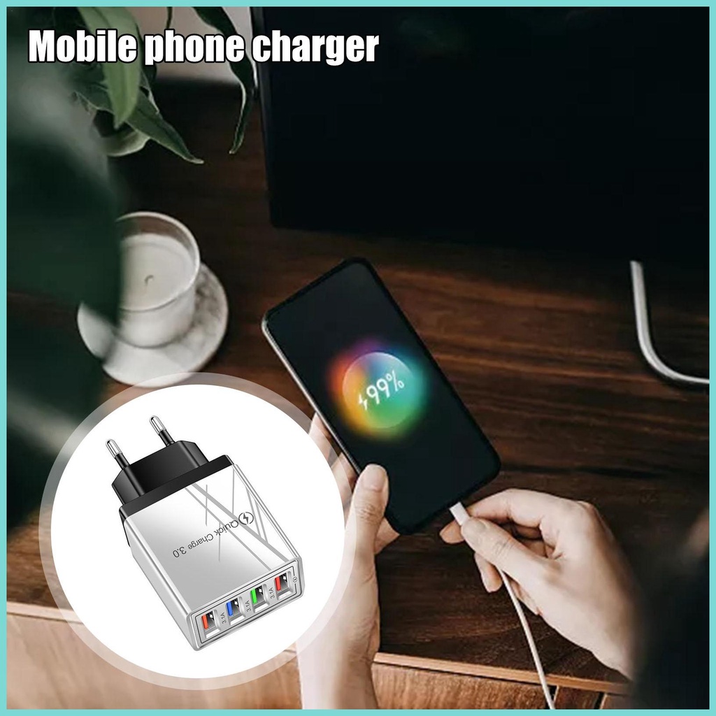 Củ Sạc Nhanh 3.0 4 Cổng USB Cho Điện Thoại / Máy Tính Bảng 13 12 11 Pro servn