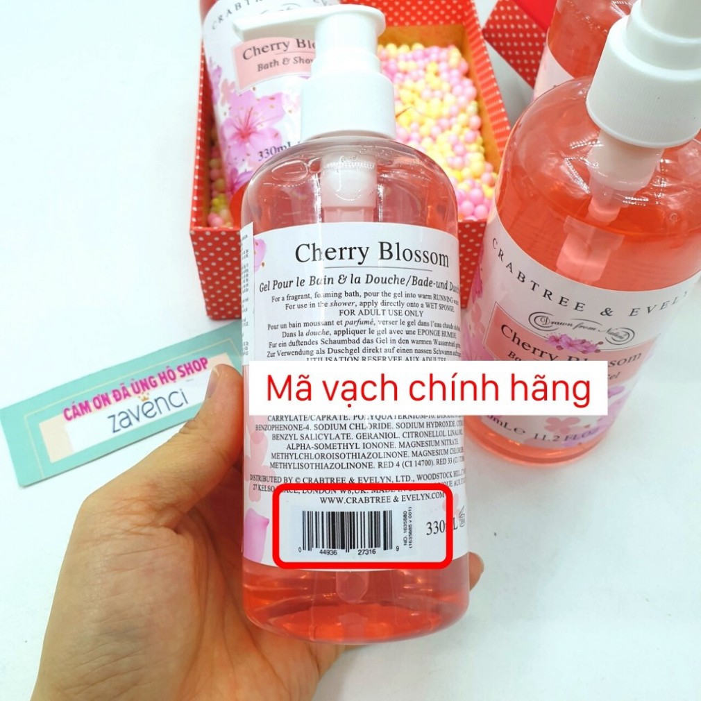 Sữa Tắm Nước Hoa CRABTREE & EVELYN Dưỡng Da Trắng Sáng Mềm Mịn Hương Hoa Anh Đào Tự Nhiên (330ml)