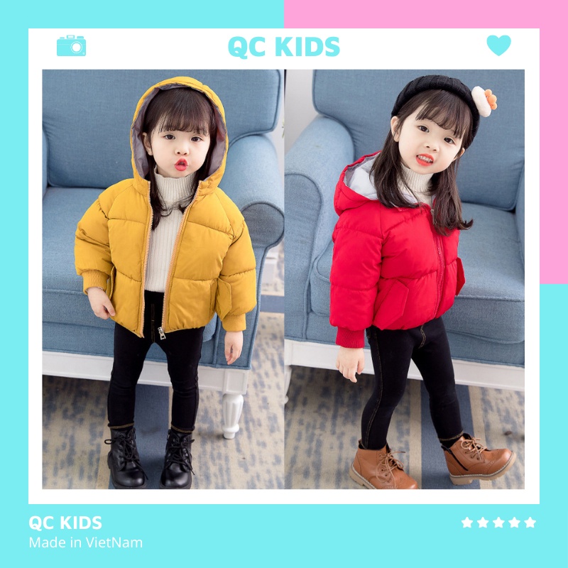 Áo phao cho bé gái bé trai mùa đông 1 tuổi đến 5 tuổi túi hộp QC-KIDS AK03