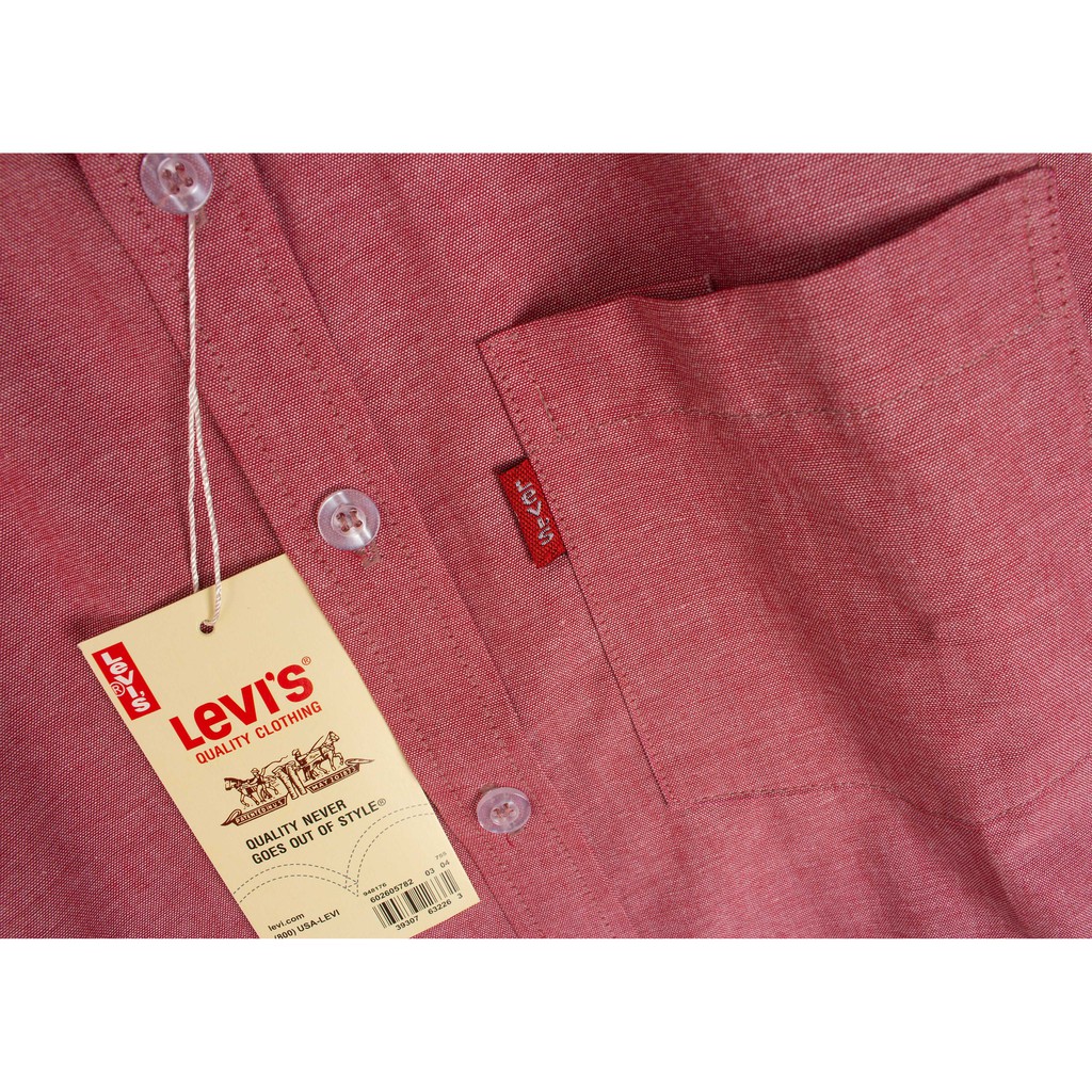 Áo sơ mi nam LEVIS cao cấp ngắn tay màu hồng San Hô vải Oxford xuất khẩu - Đẹp Trai Soái Ca