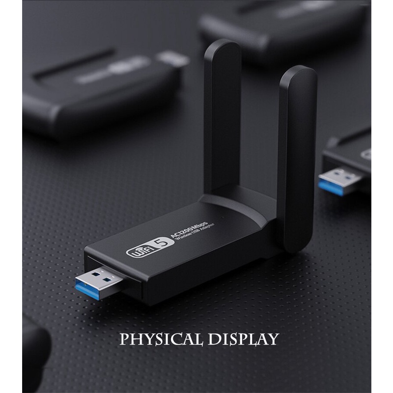 USB thu sóng WiFi 1200Mbps 3.0 băng tần kép 2.4G / 5Ghz 5dBi cho PC / Laptop / Mac