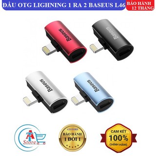 Đầu OTG Chia 1 Ra 2 Lighning Cho Iphone/Ipad Baseus L46 Chính Hãng - Sạc Lighning + Audio 3.5