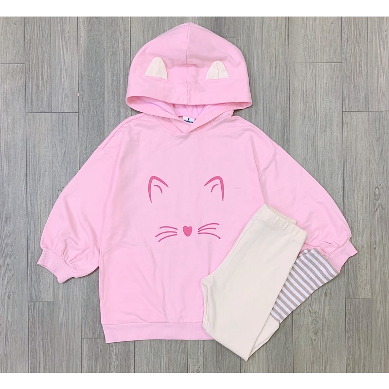 Set áo nỉ mũ legging bé gái siêu xinh size 100-150