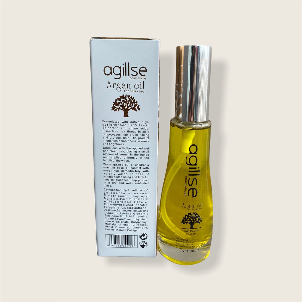 Tinh Dầu Dưỡng Tóc thơm lâu phục hồi tóc hư tổn Agillse Argan Oil 80ml hàng chính hãng CT78