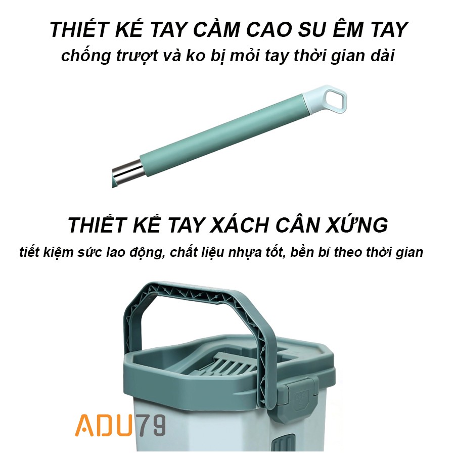 [ SIZE 32L ❤️ ] - Bộ Cây Lau Nhà Chổi Lau Nhà Thông Minh Tự Vắt 360 Độ Cao Cấp, Bông Lau Lớn 38cm, Thùng Lớn 2 Nút Xả