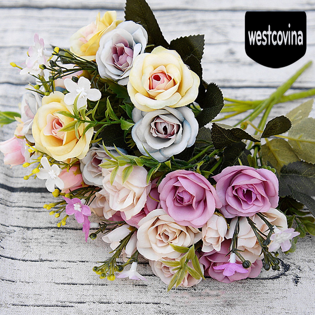 [Hot]☀ 1 Bó Hoa Gồm 10 Bông Hoa Hồng Giả Theo Phong Cách Hoàng Gia Châu Âu