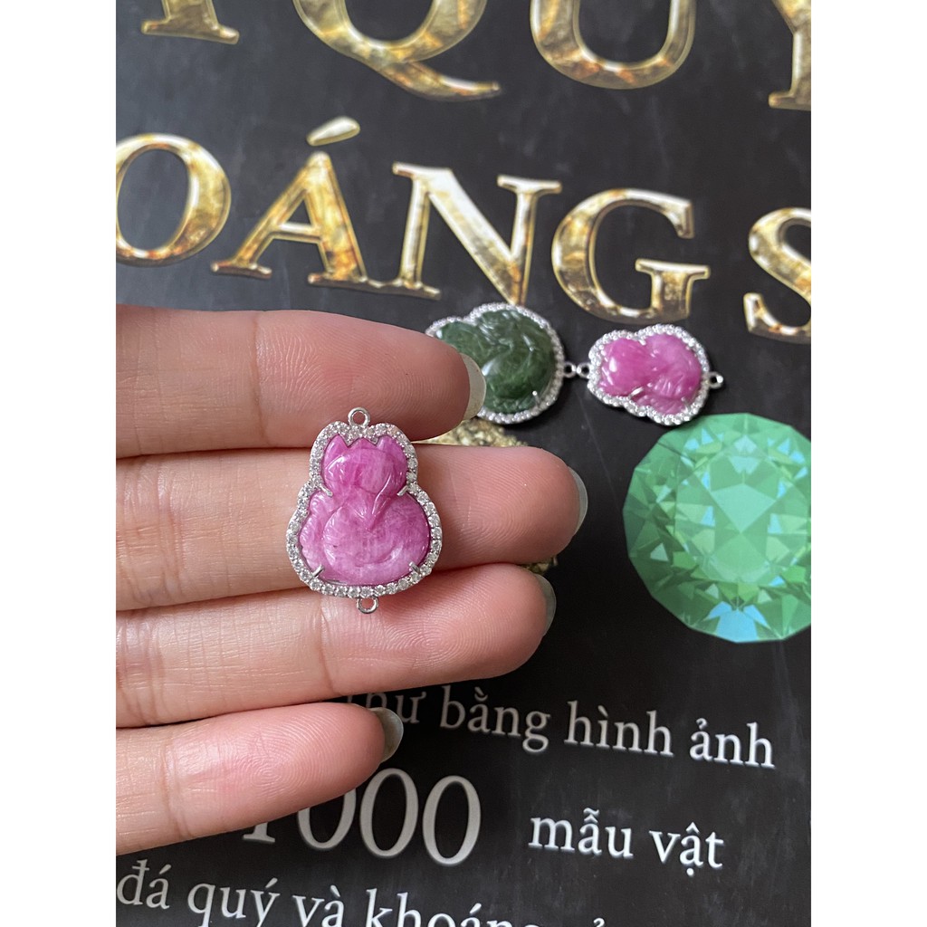 Hồ ly đá Ruby thắt vòng, làm mặt dây, làm nhẫn bằng bạc cao cấp