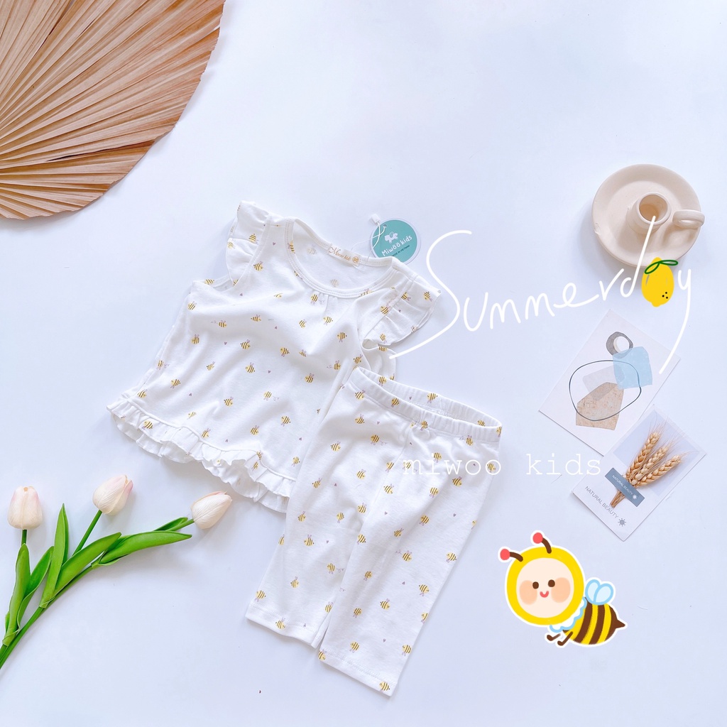 Bộ Bozip Cánh Tiên Bèo Họa Tiết Nhiều Màu Cho Bé Gái MINTSCLOSET Size Từ 1-5 Tuổi - DB8050