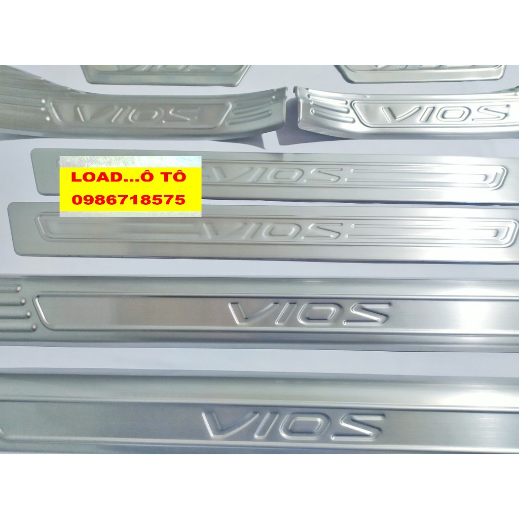 Ốp bậc cửa, Nẹp Bước Chân Xe Toyota Vios 2023-2019 Trong, Ngoài Hàng Inox, Ốp bậc chân Vios