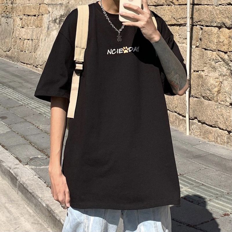 Áo thun tay lỡ unisex Ncie Day mèo