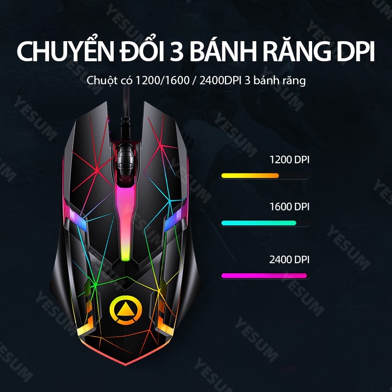 【 Mới nhất】Chuột chơi game YINDIAO USB Chuột chơi game cơ có dây Cấu hình cao có đèn nền cho PC &amp; Laptop