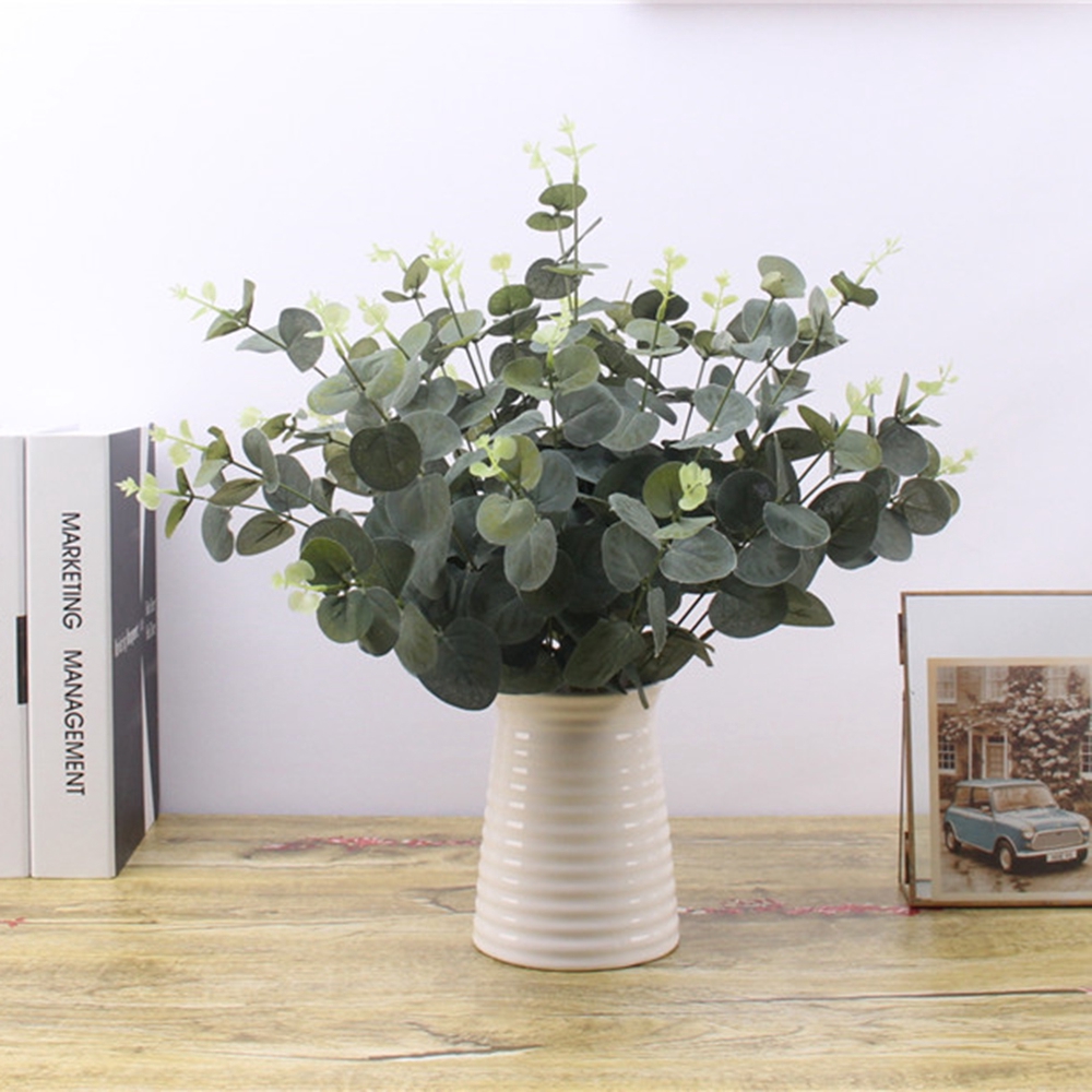 CONOPERY Bó 4 nhánh cây khuynh diệp giả chất liệu nhựa + lụa dùng để trang trí dài 37cm