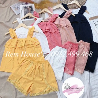 Set bộ phối bèo 3 màu xinh xắn dễ thương