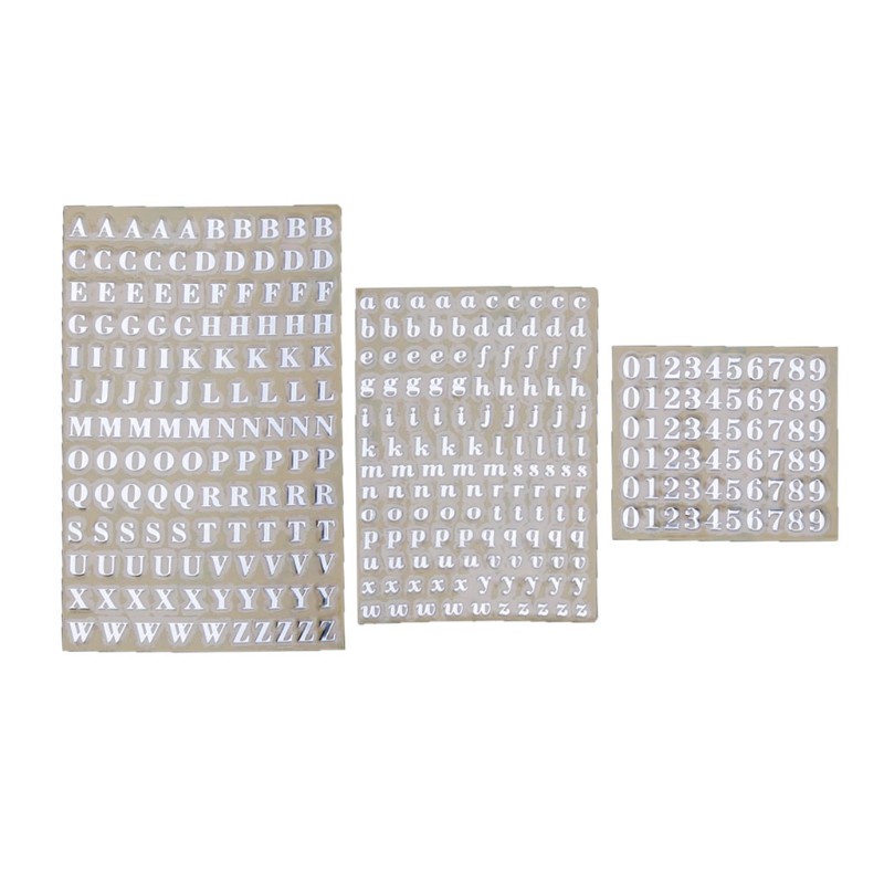 Set 5 tờ miếng dán hình chữ cái và chữ số trong bảng chữ cái tiếng anh lấp lánh trang trí đồ nhựa resin epoxy UV
