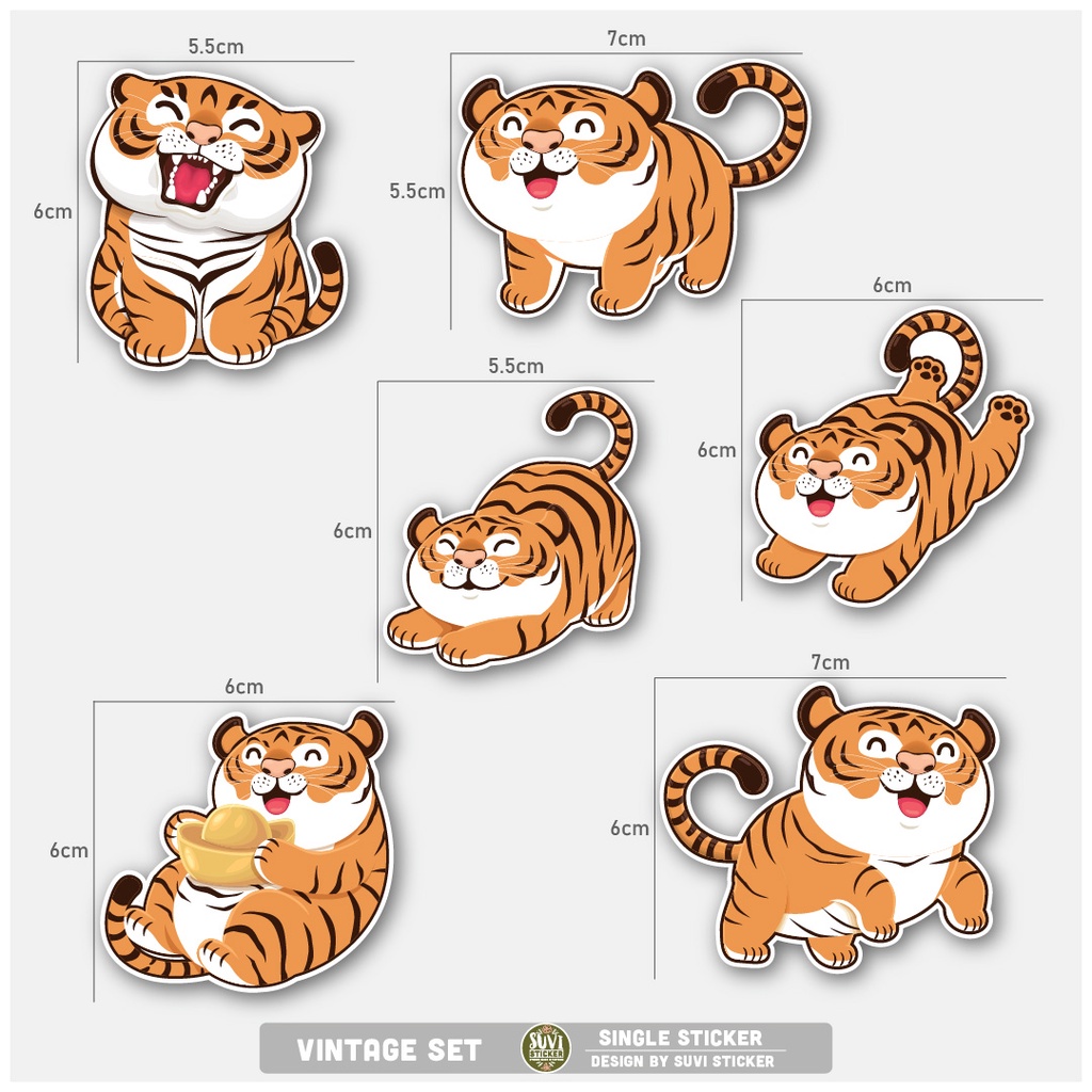 STICKER LẺ - Sticker Hổ Dễ Thương dán mũ bảo hiểm, laptop, điện thoại, vali. MSP: SS05