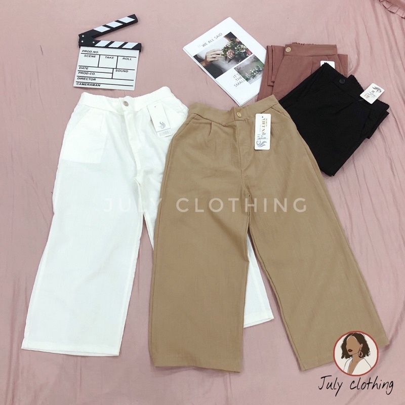 [Ảnh thật shop tự chụp và quay] Quần ống rộng culottes đũi 9 tấc QS015 nhà July | BigBuy360 - bigbuy360.vn