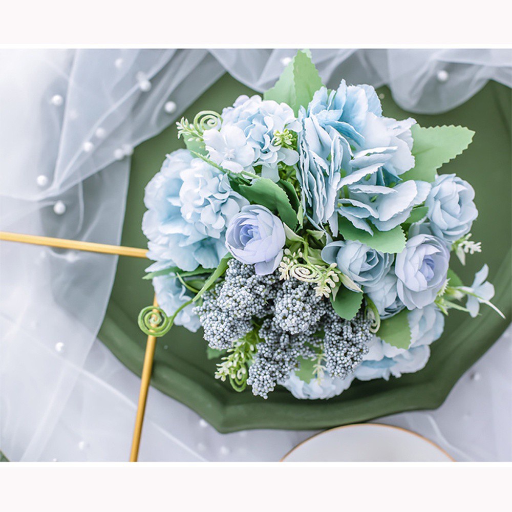 CONOPERY Bó hoa mẫu đơn nhân tạo bằng nhựa và lụa 13 bông nhiều màu sắc tùy chọn dành cho trang trí tiệc cưới