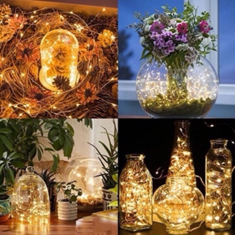 Dây đèn LED 100 bóng dài 10m sử dụng pin dùng để trang trí tiệc cưới/giáng sinh