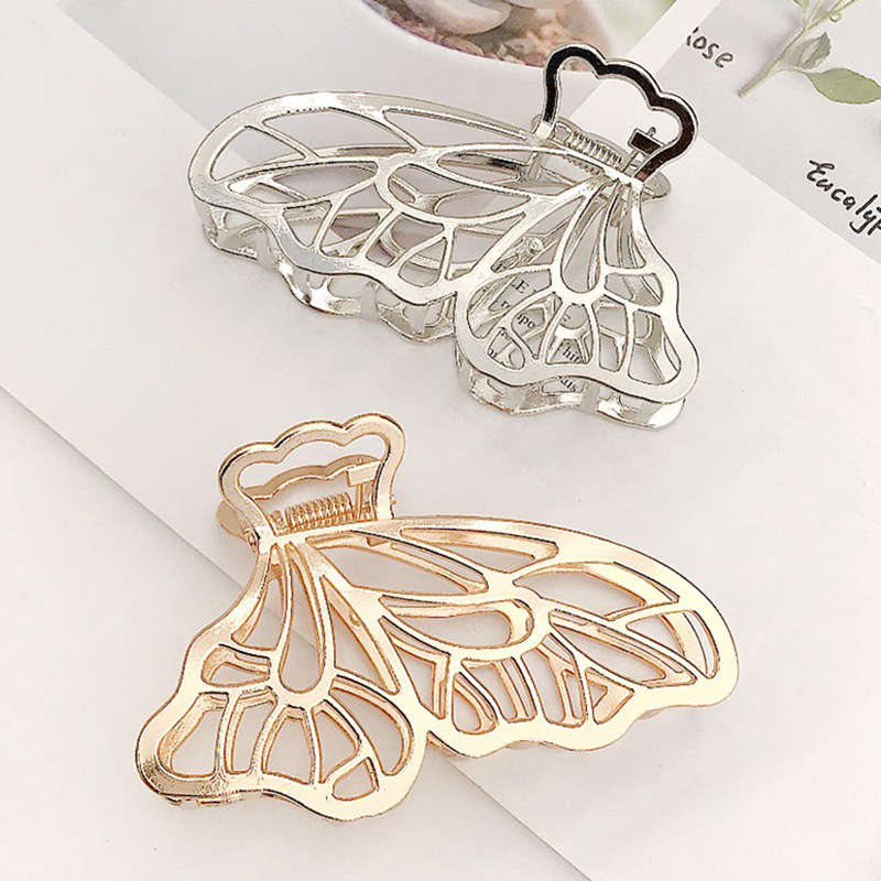Kẹp tóc kim loại hình bướm đơn giản phong cách Hàn Quốc