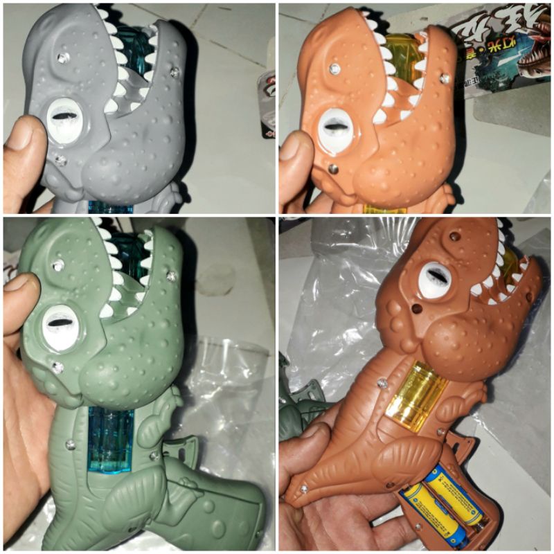 Một cái mô hình khủng long dài 18cm bằng nhựa có nhạc và đèn led rất đẹp tặng kèm pin