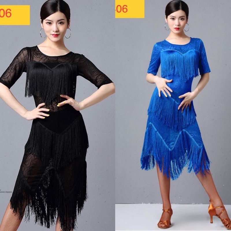 ĐẦM KHIÊU VŨ TUA RUA THUN CO GIÃN 4 CHIỀU VL406N