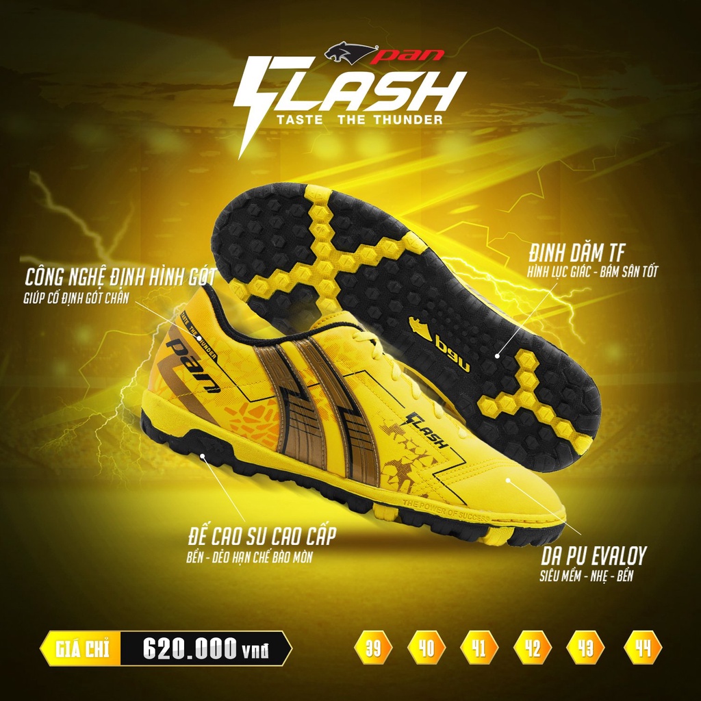 Giày đá bóng Pan Flash TF sân nhân tạo chân bè ngang.