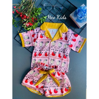 Đồ bộ pijama lụa satin cho bé gái