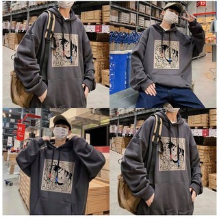 [Mã FASHIONT4MA2 giảm 10K đơn 50K] Áo nỉ luffy đen trắng