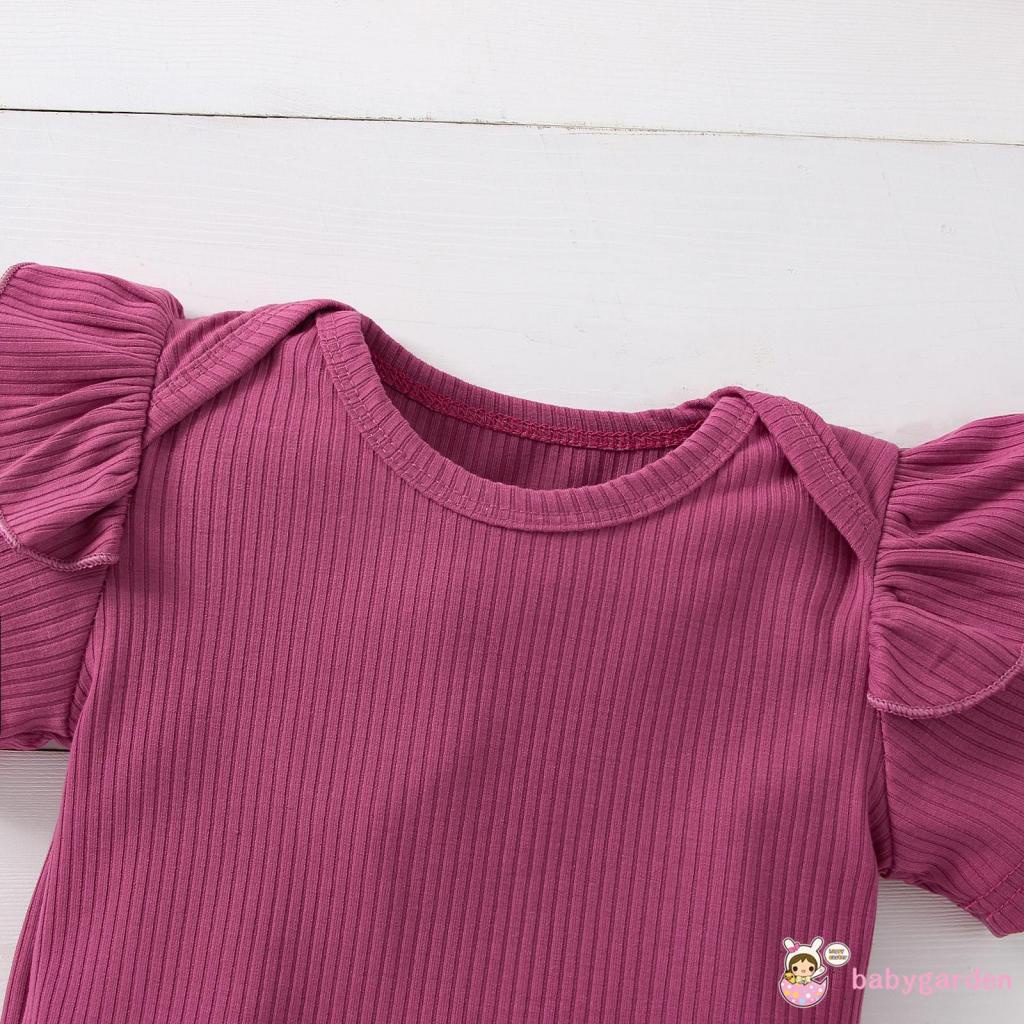 BABYGARDEN Newborn Girl Three-Piece Outfits, Short Sleeve Round Neck Romper + Floral Print Bow Decor Ruffles Shorts +