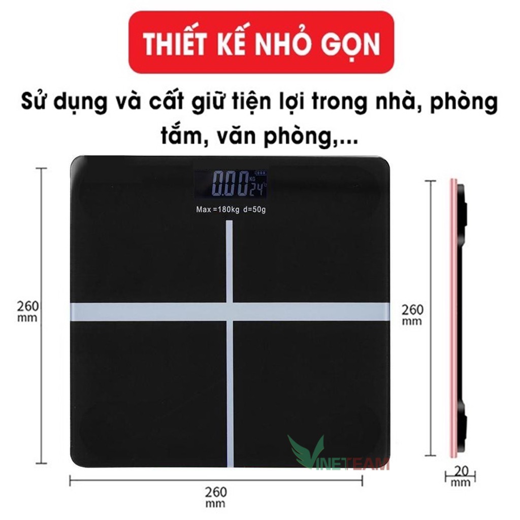 [TẶNG THƯỚC DÂY ] CÂN ĐIỆN TỬ SỨC KHỎE - KÍNH CƯỜNG LỰC VUÔNG - ĐO CHÍNH XÁC -DC4225