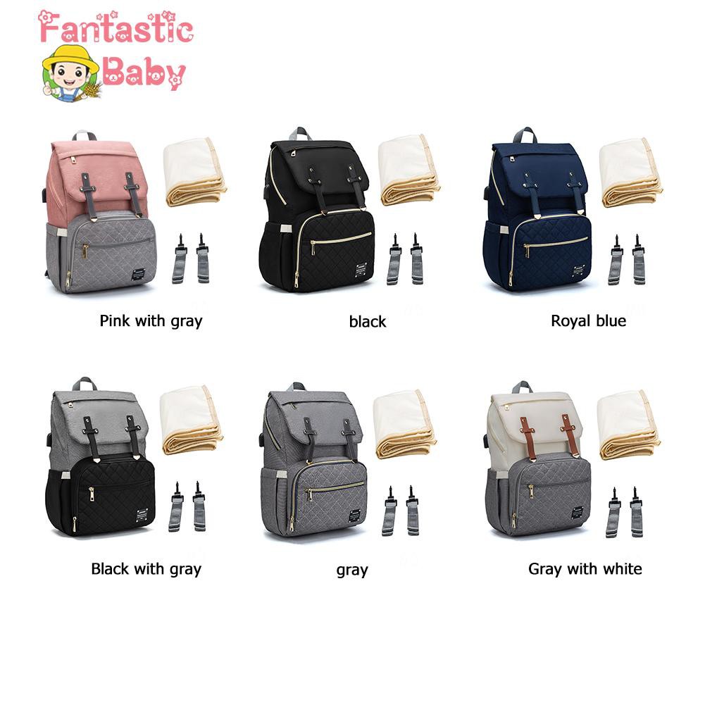 Interesting❀Flip Nappy Backpack Bag Mummy Stroller Mom Baby Multi-function Travel Diaper Bag