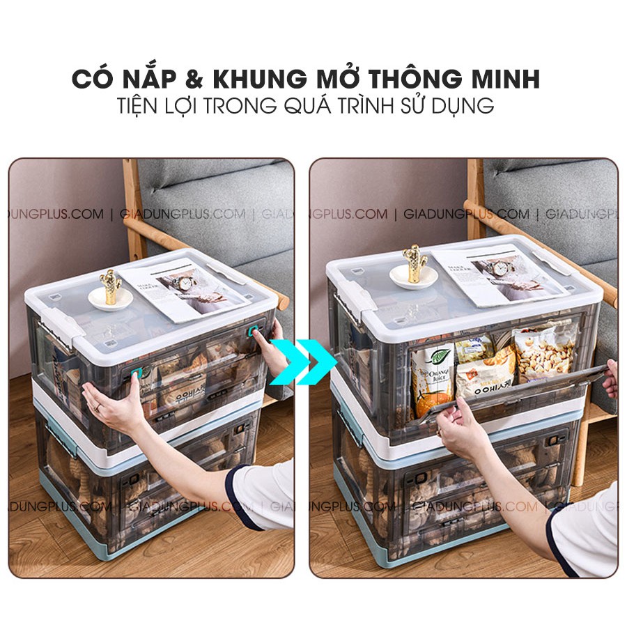 Hộp Đựng Đồ Lớn Bằng Nhựa Trong Suốt, Có Nắp & Bánh Xe Cao Cấp Giúp Đựng Đồ Chơi, Quần Áo, Để Sau Xe OTO