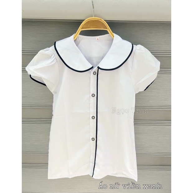 Áo Sơ Mi Học Sinh Nữ Cổ Viền Xanh Đen