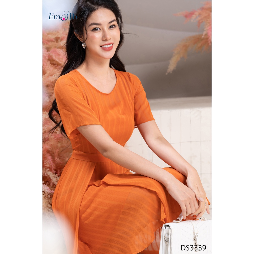 Đầm nữ chiffon cổ tròn 2 lớp, kiểu dáng chữ A Emspo DS3339