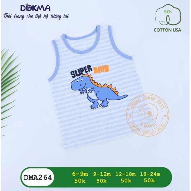 Áo ba lỗ bé trai Dokma DMA264 size 6m-36m