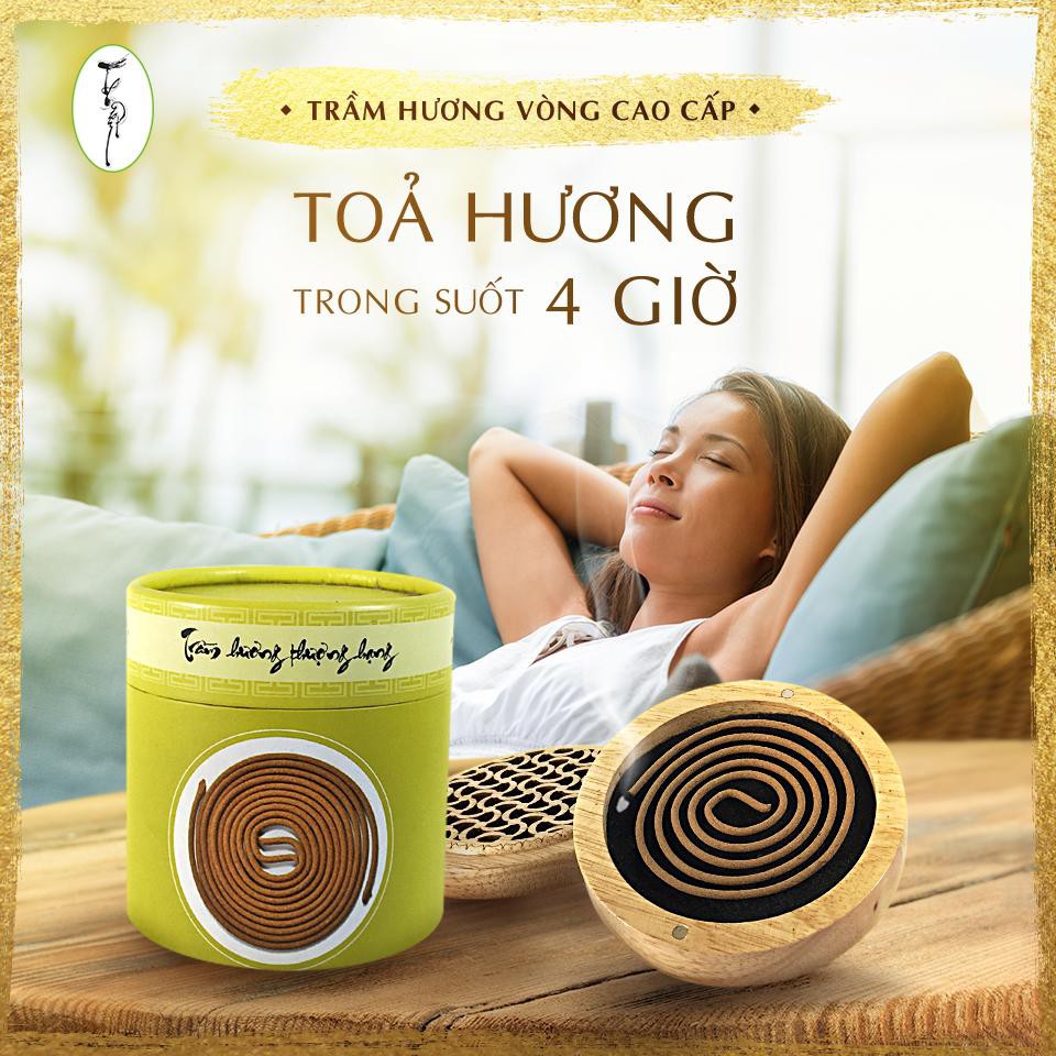 Combo Trầm hương vòng + Đế chống cháy: “Chiêu Tài - Dẫn Lộc” - Giúp thanh lọc không khí